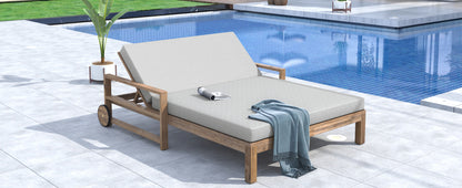 TREXM 1-Piece Farmhouse-styled Wooden Outdoor Sunbed for Ultimate Relaxation Outdoor Daybed Seating 2 People for Poolside, Garden and Backyard (Grey) image 5