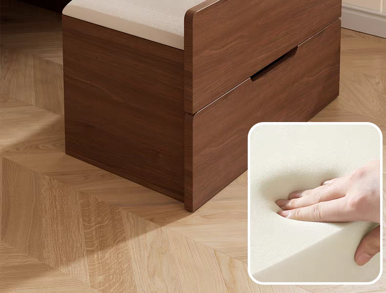 (48cm)(Walnut) 3 in 1 Vanity Desk with Plip Top Mirror,Small Make Up Vanity Set with Visible Glass Desktop, Compact Makeup Vanity with 3 Drawers, Dressing Table image 11