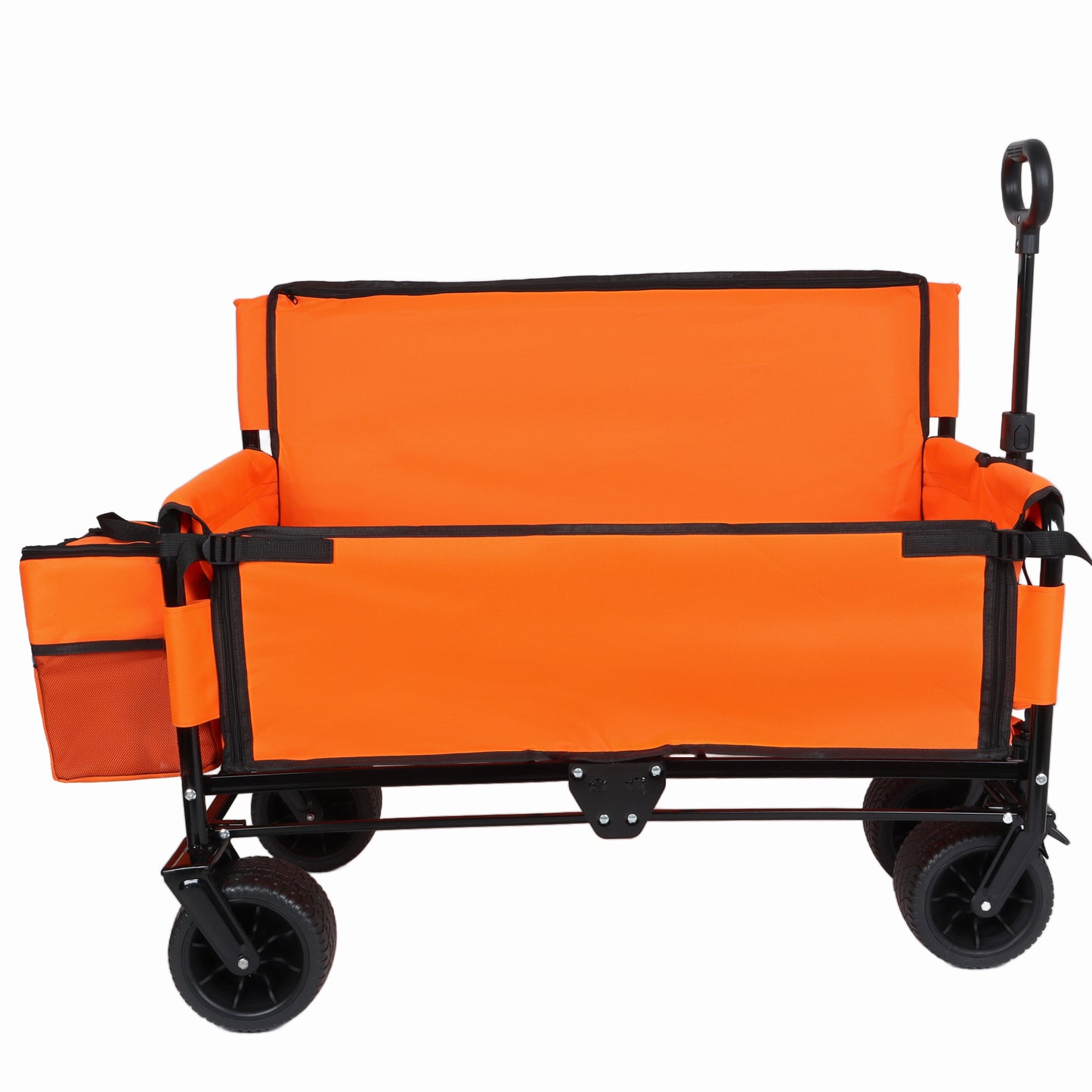 3-in-1 Folding Wagon Cart with Bench Seat, patent protection- Includes 1 ice pack, 500lbs Heavy-Duty Utility Wagon, 180L Capacity All-Terrain Wheels for Camping, Beach, Sports, Garden, orange image 10