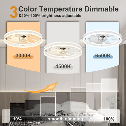 23.6 Inch Ceiling Fan with Light, Quiet DC Motor, Dimmable 3-Color Temperature 3000K-6500K, APP & Remote Control, With Timing image 4