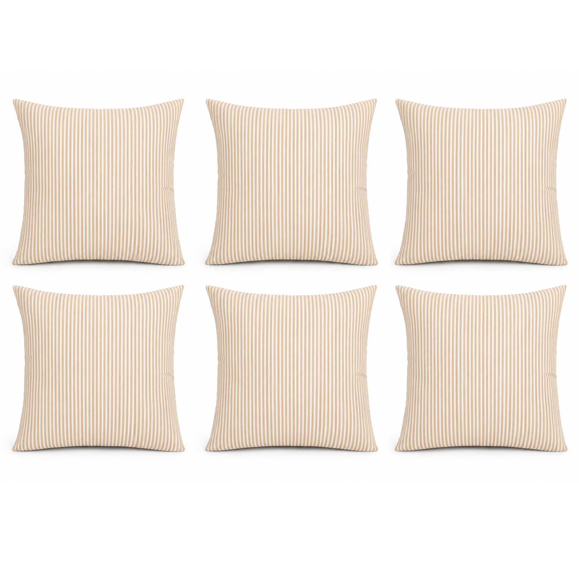 6 Pack Outdoor Pillow Covers ONLY 18x18 Inch, Water-Repellent Decorative Cushion Covers for Patio Furniture, Garden, Porch, Balcony and Outdoor-Beige Cabana Striped image 1