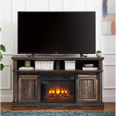 Media Console Table with Storage Cabinet, Mid Century style Entertainment TV Table, Multipurpose Sliding Door TV Cabinet  Large Storage Space, 58.11"W*15.79"D*32.36"H Antique White