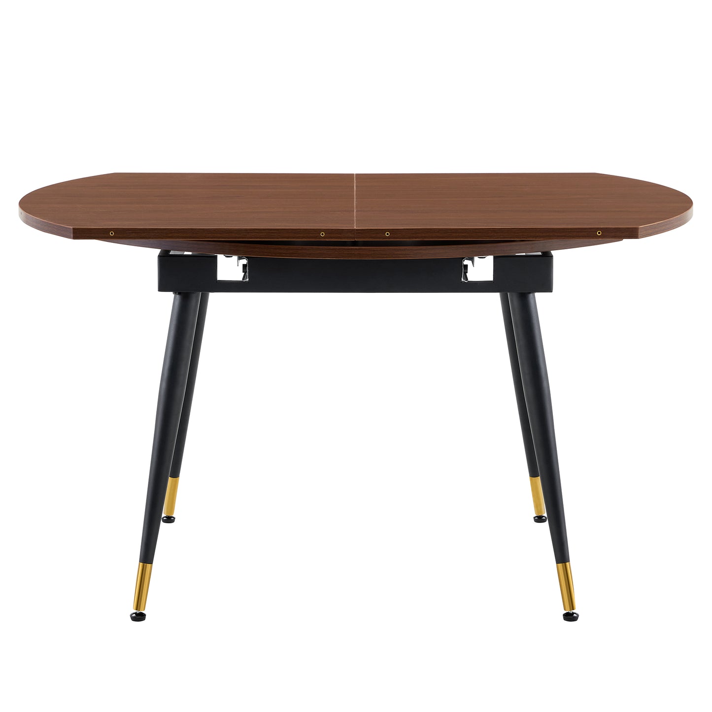 With a clever retractable mechanism, the Walnut Grain MDF table top and black metal legs and has a smooth and delicate surface.The unique look creates the sleek silhouette of a modern home. image 9