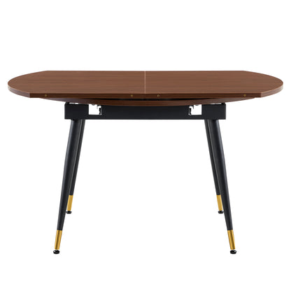 With a clever retractable mechanism, the Walnut Grain MDF table top and black metal legs and has a smooth and delicate surface.The unique look creates the sleek silhouette of a modern home. image 9