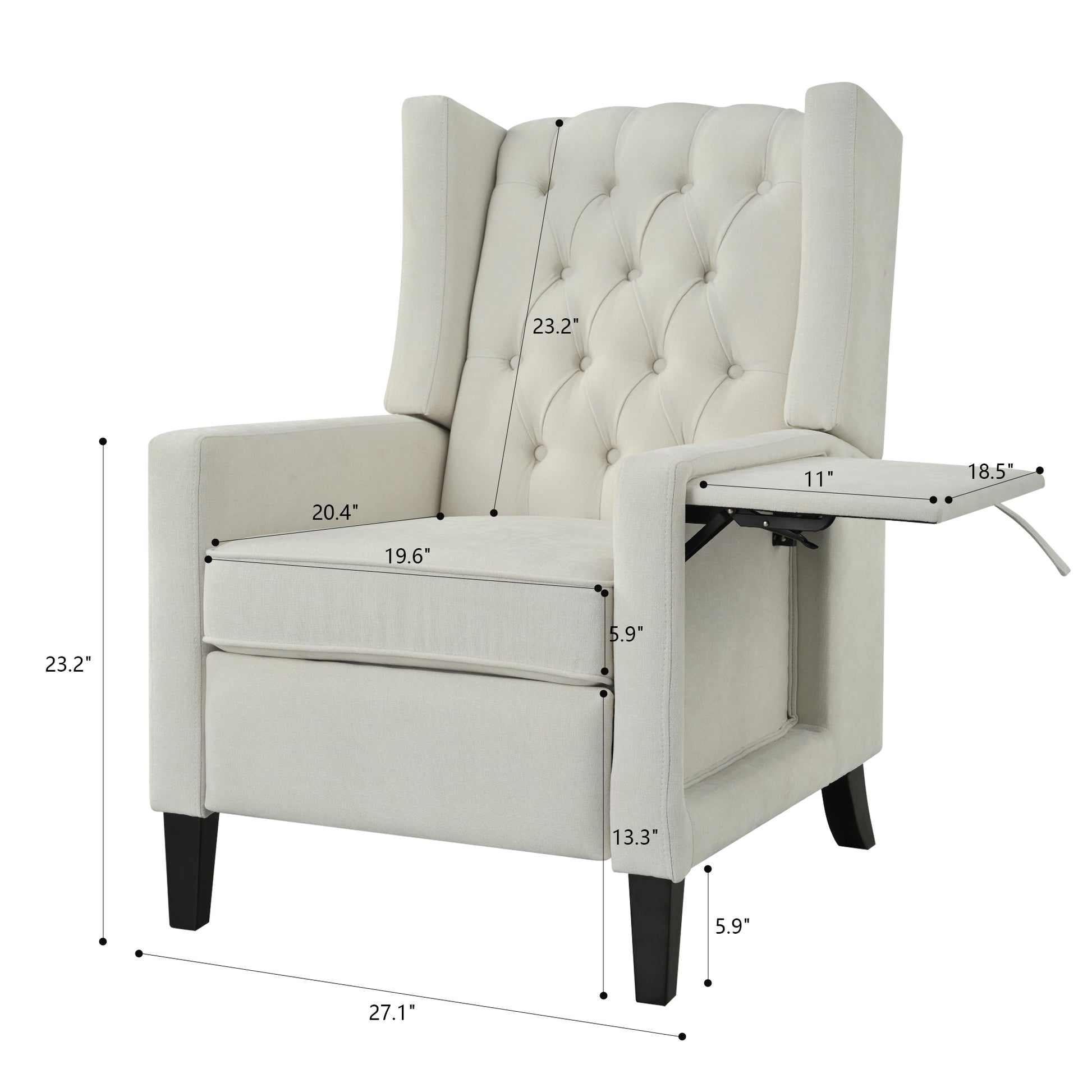 Manual Adjustable WingBack Recliner Chair. with Foldable Side Table, USB Charging ports,Modern Comfy PushBack Reclining Chairs for Living Room, Bedroom,Dorm, Office image 5