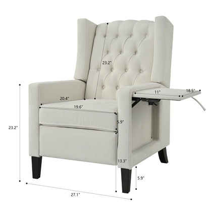 Manual Adjustable WingBack Recliner Chair. with Foldable Side Table, USB Charging ports,Modern Comfy PushBack Reclining Chairs for Living Room, Bedroom,Dorm, Office image 5