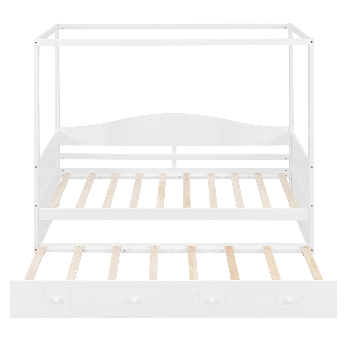 Twin Size Canopy Day Bed with twin size Trundle, White(Old SKU:N708P373423K) image 3