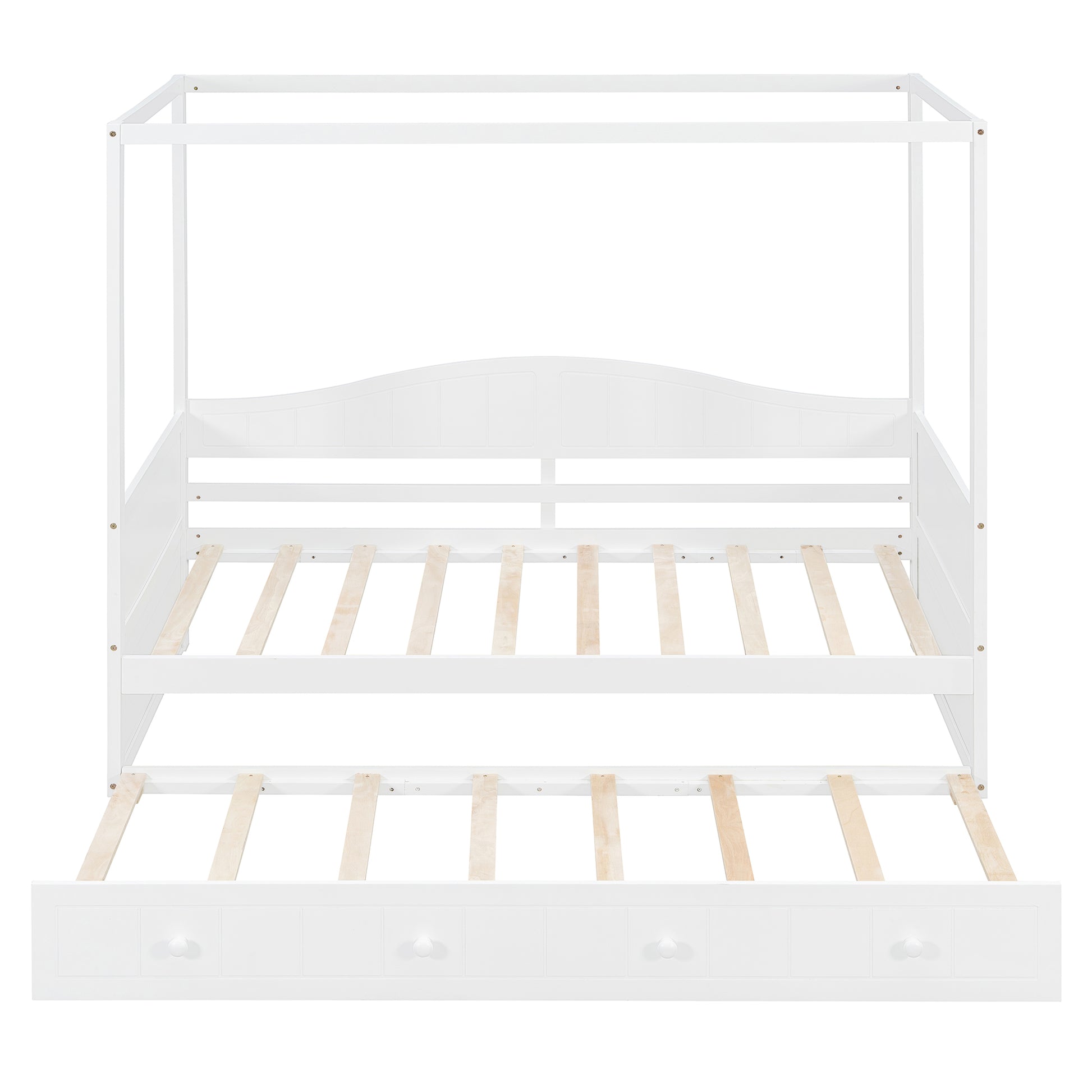 Twin Size Canopy Day Bed with twin size Trundle, White(Old SKU:N708P373423K) image 3