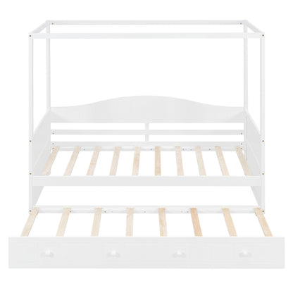 Twin Size Canopy Day Bed with twin size Trundle, White(Old SKU:N708P373423K) image 3