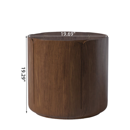 19.29"H Round Outdoor Indoor Side Table, Modern Wood Grain Patio Garden Stool, Sturdy MGO (Magnesium Oxide) Waterproof, No-Assembly Table for Patio, Garden, Backyard, Living Room (Brown) image 7