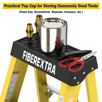 Fiberglass Reinforced Single Side Ladder – Lightweight Non-Conductive Access Ladder 6 step Yellow 300 LBS Capacity image 10