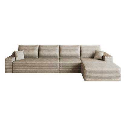 134" Cloud Sectional Couch with L-Shape Chaise,Modern Modular Sofa with Deep Seat, Upholstered Couches for Living Room Bedroom,No Assembly Required,Camel (Plush Corduroy Fabric) image 6