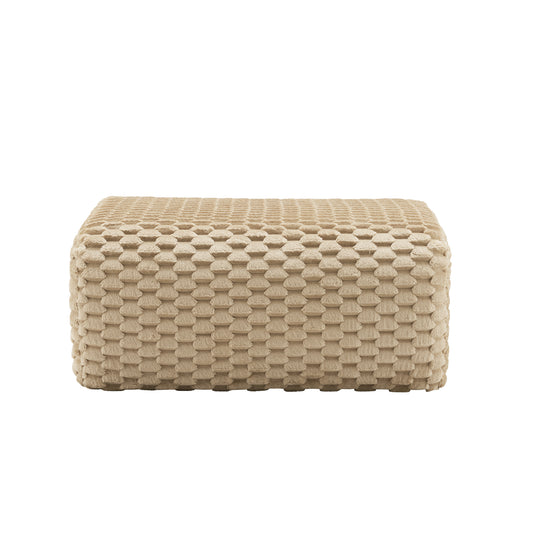 Ottoman Flannelette Fabric Light Camel - front view showing curved armrest and flannelette texture