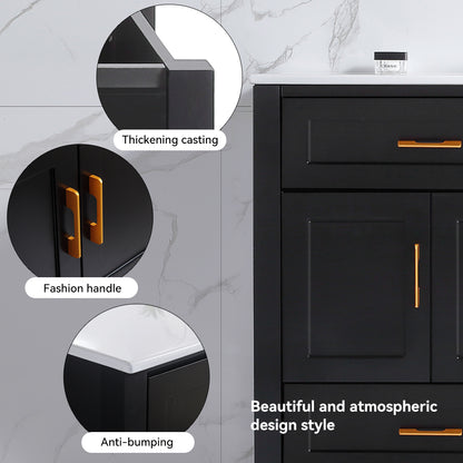 48" Black Bathroom Vanity.Abundant Storage Cabinet -4 Soft close doors and 4 drawers (excluding the ceramic basin) image 5