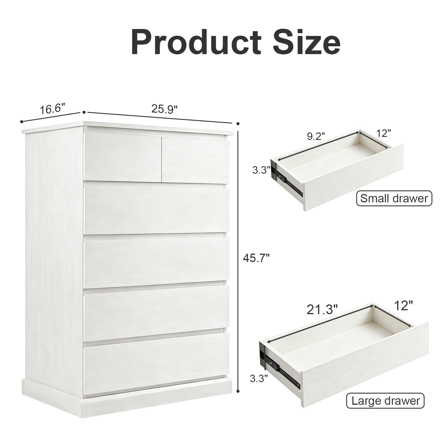 6 Drawers Dresser for Bedroom, Tall Dresser for Bedroom, Modern Chest of Drawers with Concealed Handles, Vertical Wood Storage Cabinet for Bedroom, Living Room, Entryway, White image 5