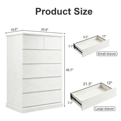 6 Drawers Dresser for Bedroom, Tall Dresser for Bedroom, Modern Chest of Drawers with Concealed Handles, Vertical Wood Storage Cabinet for Bedroom, Living Room, Entryway, White image 5