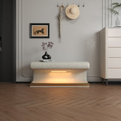 Luxury Entryway Bench Leather Ottoman with LED Sensor Light