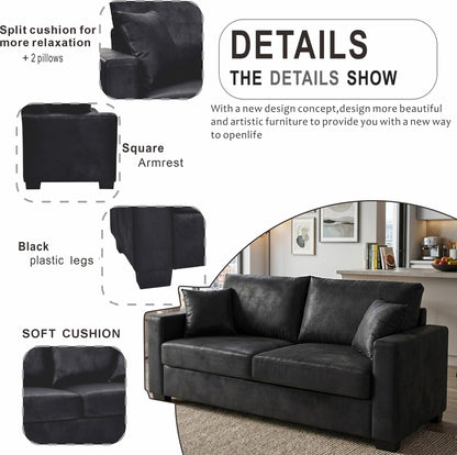 This 69-inch two-seater sofa features a Foil fabric and comes with two throw pillows, offering a comfortable seating experience suitable for any setting. image 3