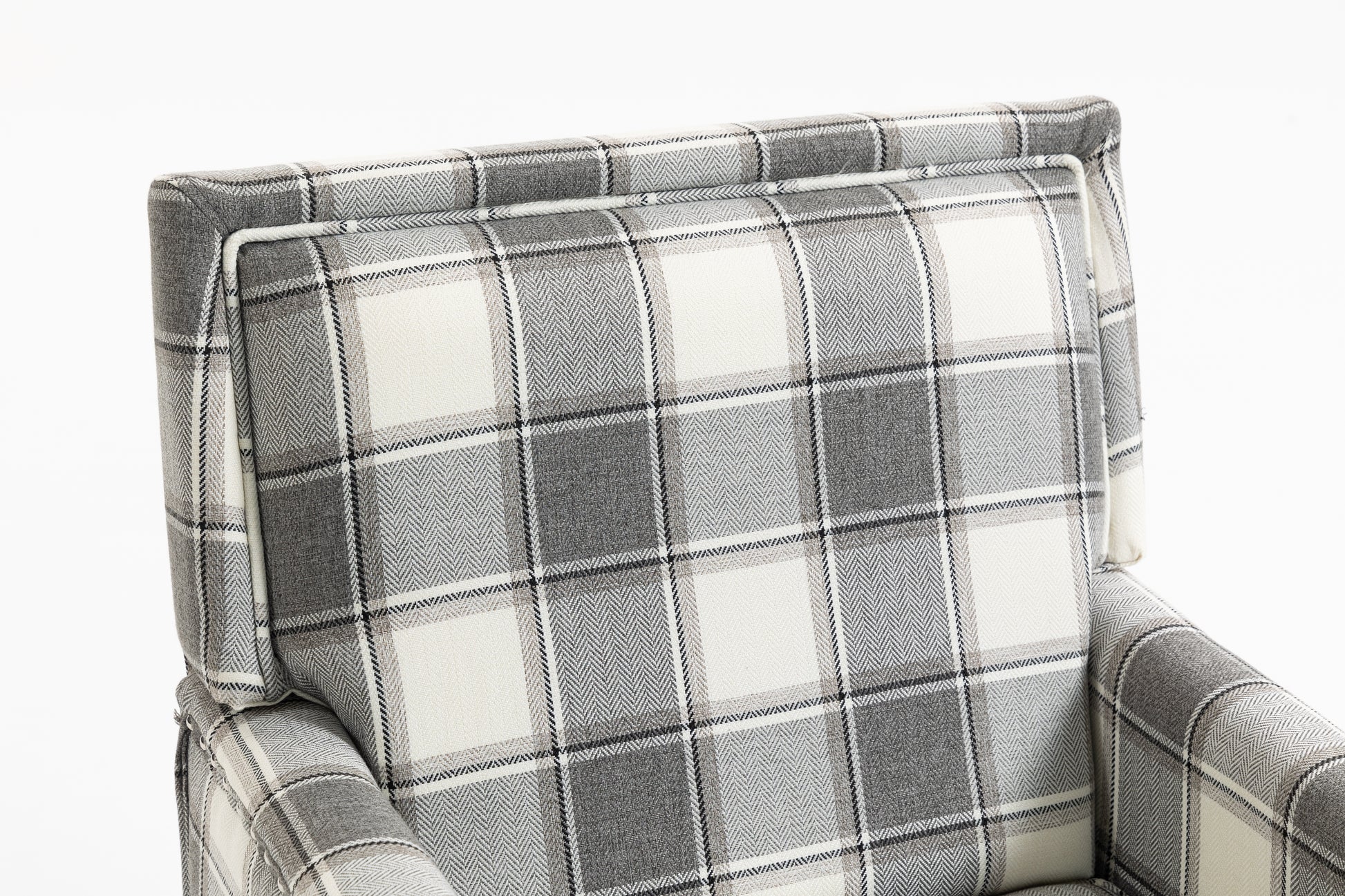Upholstered Accent Chair, Vintage Armchair with Grey Linen Fabric and Nailhead Trim for Living Room image 4