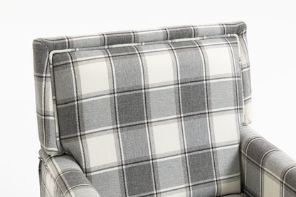 Upholstered Accent Chair, Vintage Armchair with Grey Linen Fabric and Nailhead Trim for Living Room image 4