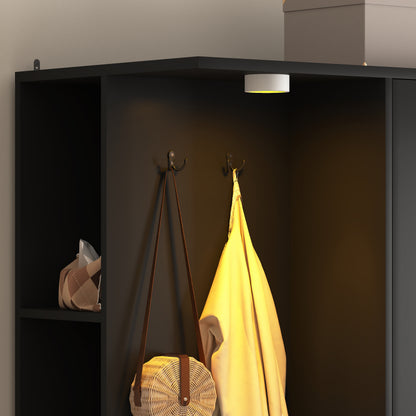 Wardrobe Closet 71.7" H, Bedroom Wooden Wardrobe with 2 Doors 6 Drawers, Modern Clothing Storage Cabinet Combination with Storage Shelves and Hanging Rail, Black image 4