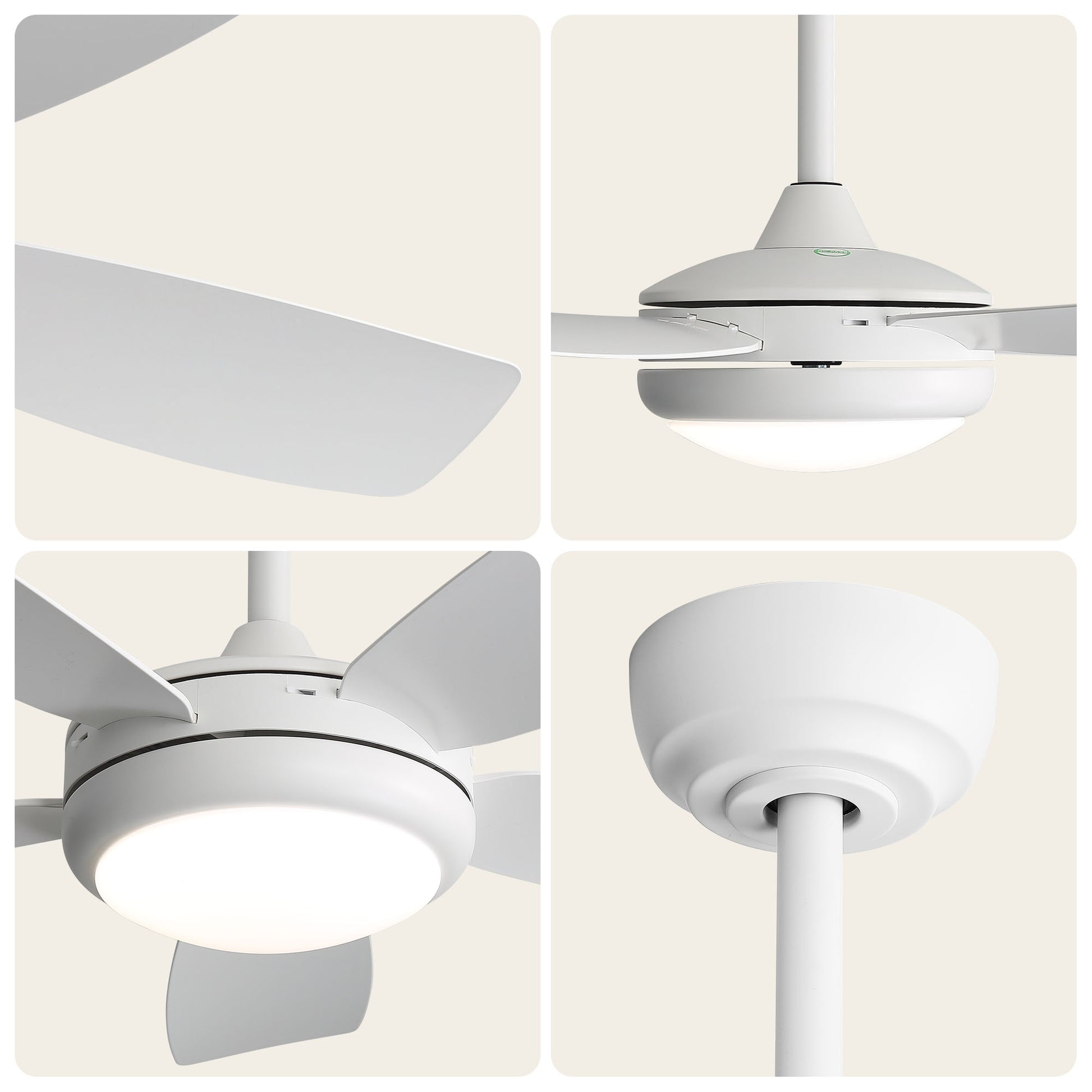 42 inch Ceiling Fans with Lights, Quiet DC Motor, Screw-Free for Blade Installation Reversible Ceiling Fan with Remote Control for Bedroom/Living Room-White image 5