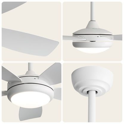 42 inch Ceiling Fans with Lights, Quiet DC Motor, Screw-Free for Blade Installation Reversible Ceiling Fan with Remote Control for Bedroom/Living Room-White image 5