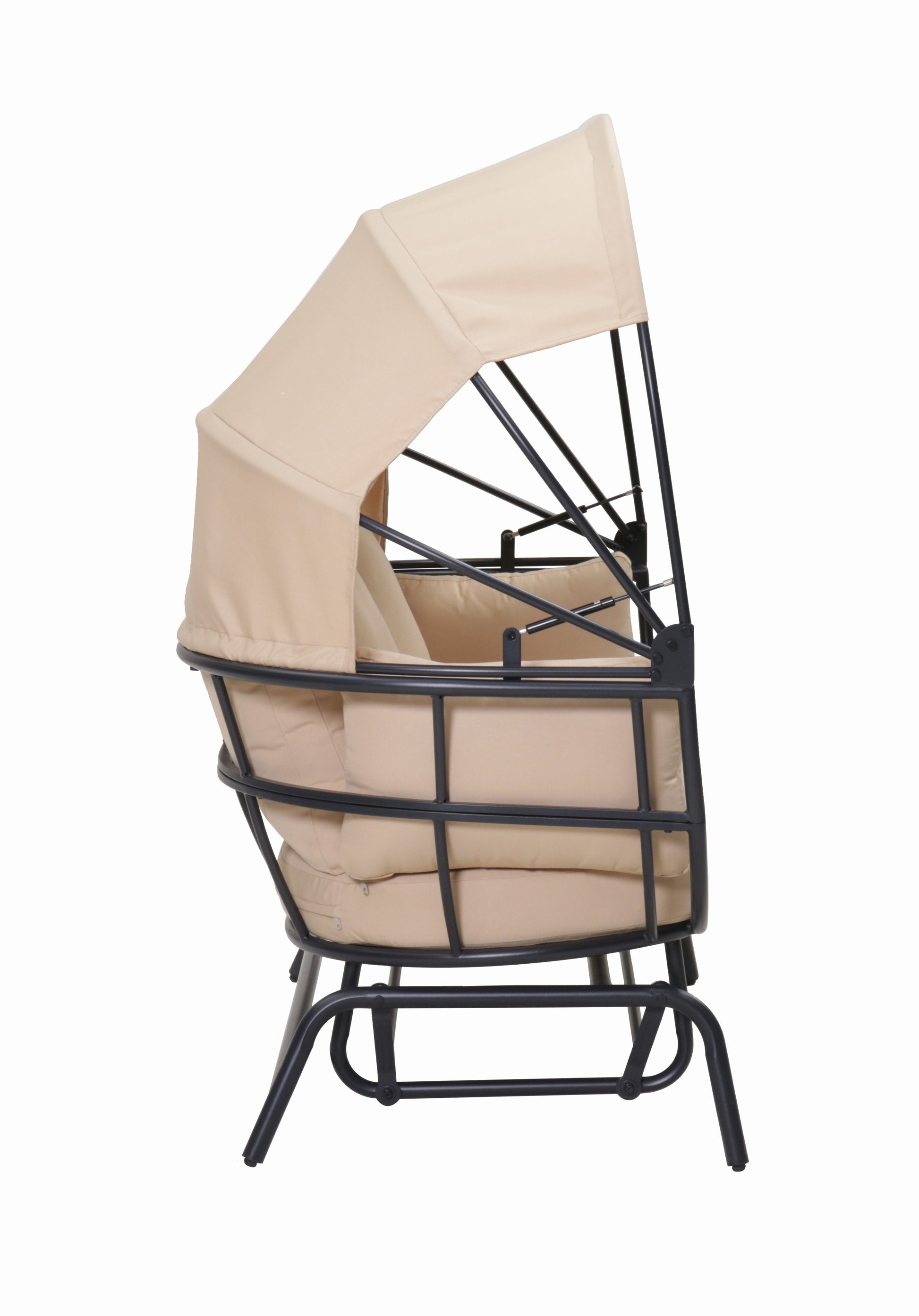 2-Person Outdoor Swing Chair with Adjustable Canopy, Modern Egg Shaped Rocking Lounge Chair with Thick Cushions & Pillows, Heavy-Duty Patio Hammock Chair for Garden, Balcony, Backyard image 4