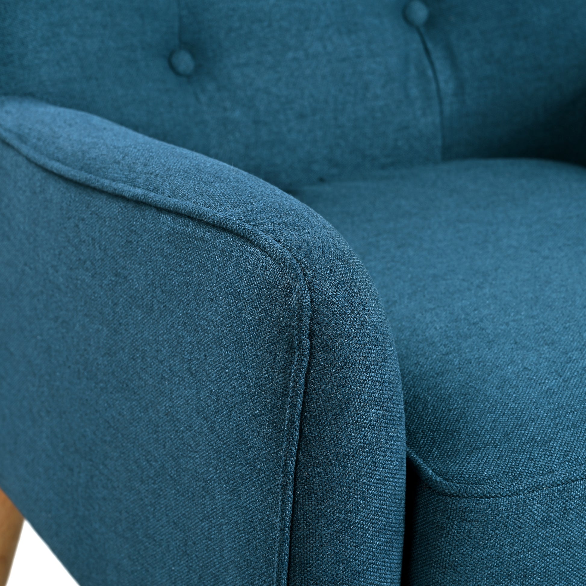 Mid-Century Modern Armchair - Tufted Fabric Accent Chair with Solid Wood Legs for Living Room, Bedroom & Office - Comfortable Polyester Upholstery - Classic Button-Tufted Back & Tapered Design image 6