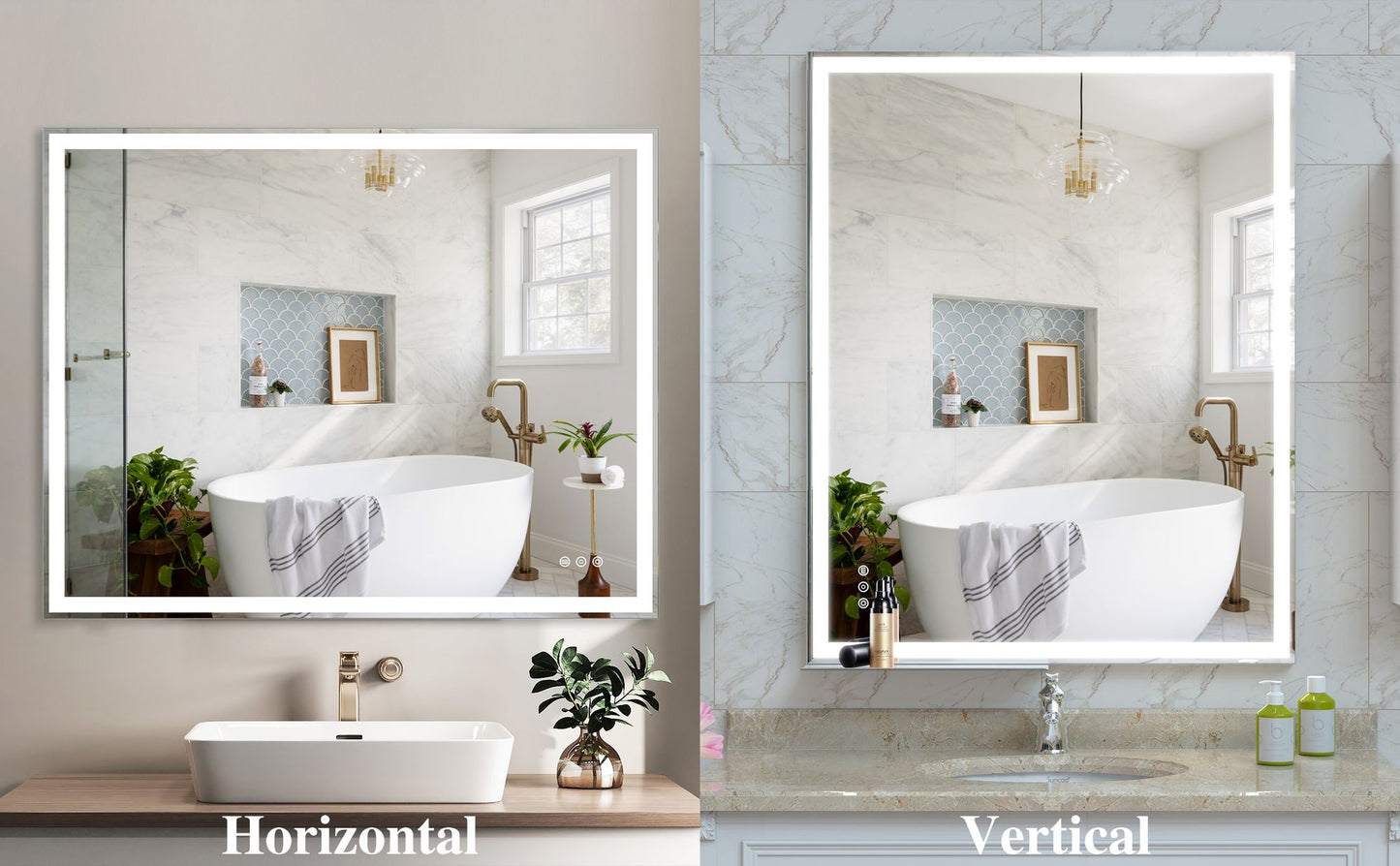 32x40 inch LED Bathroom Vanity Mirror Wall Mounted Adjustable White/Warm/Natural Lights Anti-Fog Touch Switch with Memor image 13