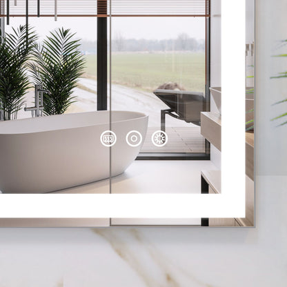 32x40 inch LED Bathroom Vanity Mirror Wall Mounted Adjustable White/Warm/Natural Lights Anti-Fog Touch Switch with Memor image 6
