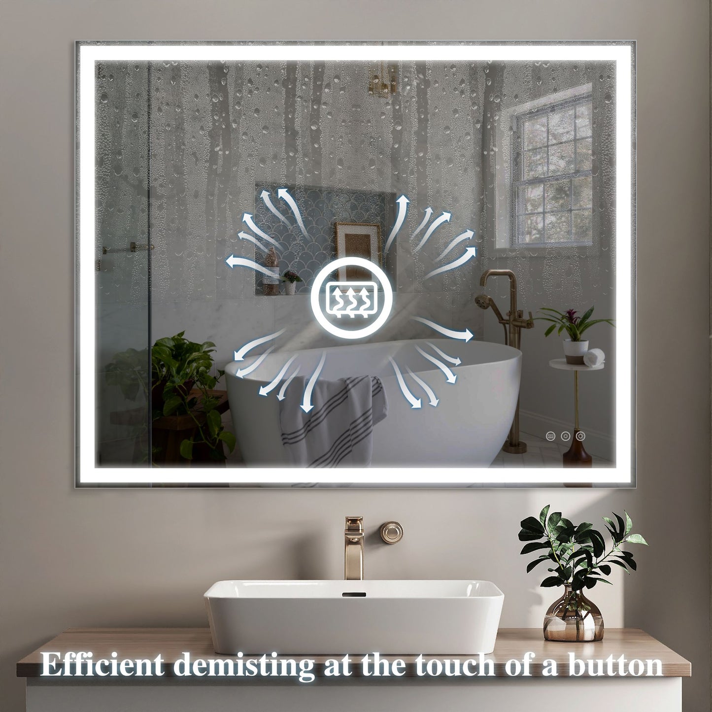 32x40 inch LED Bathroom Vanity Mirror Wall Mounted Adjustable White/Warm/Natural Lights Anti-Fog Touch Switch with Memor image 9