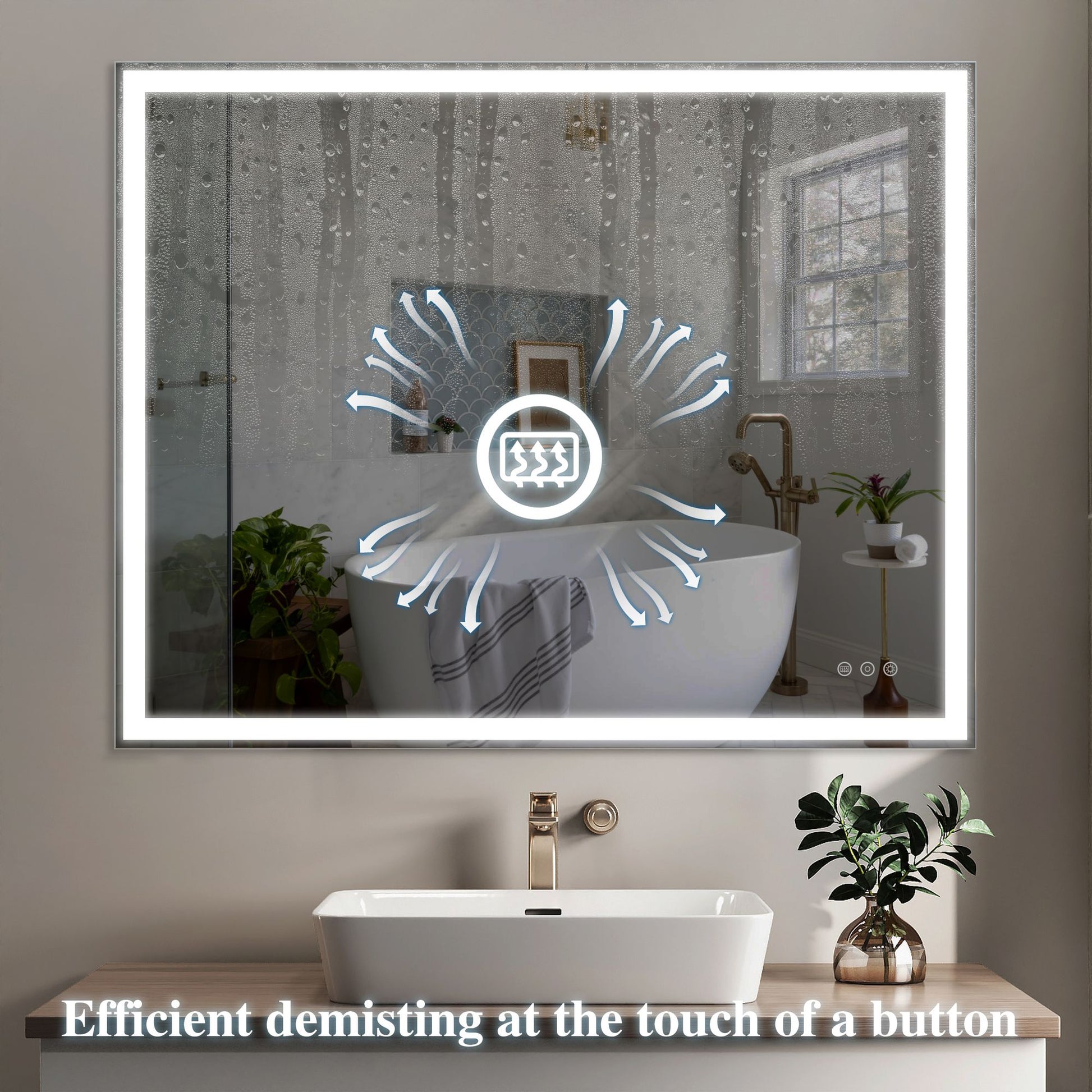 32x40 inch LED Bathroom Vanity Mirror Wall Mounted Adjustable White/Warm/Natural Lights Anti-Fog Touch Switch with Memor image 9