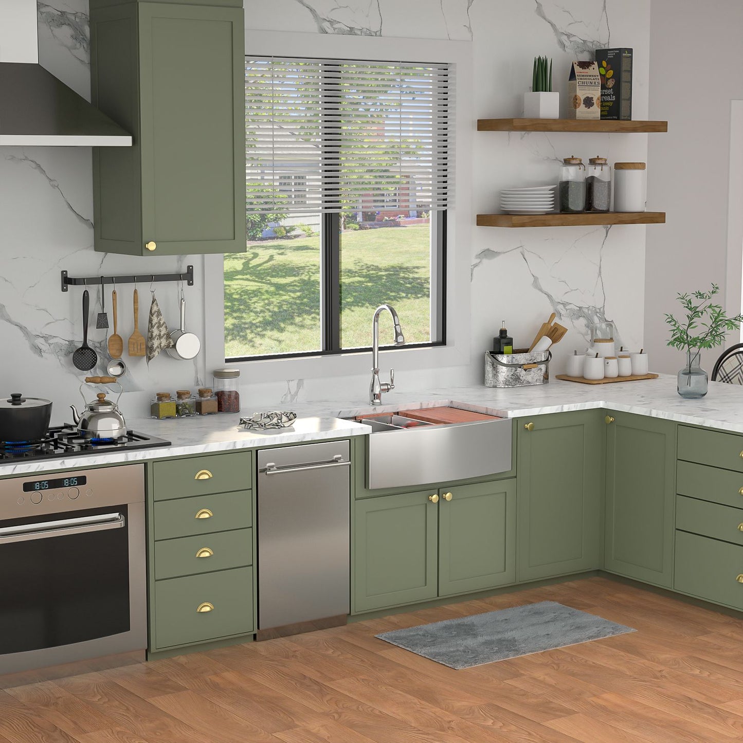 33-inch Stainless Steel Under-mount Single Bowl Apron Front Farmhouse Ledge Workstation kitchen Sink image 1