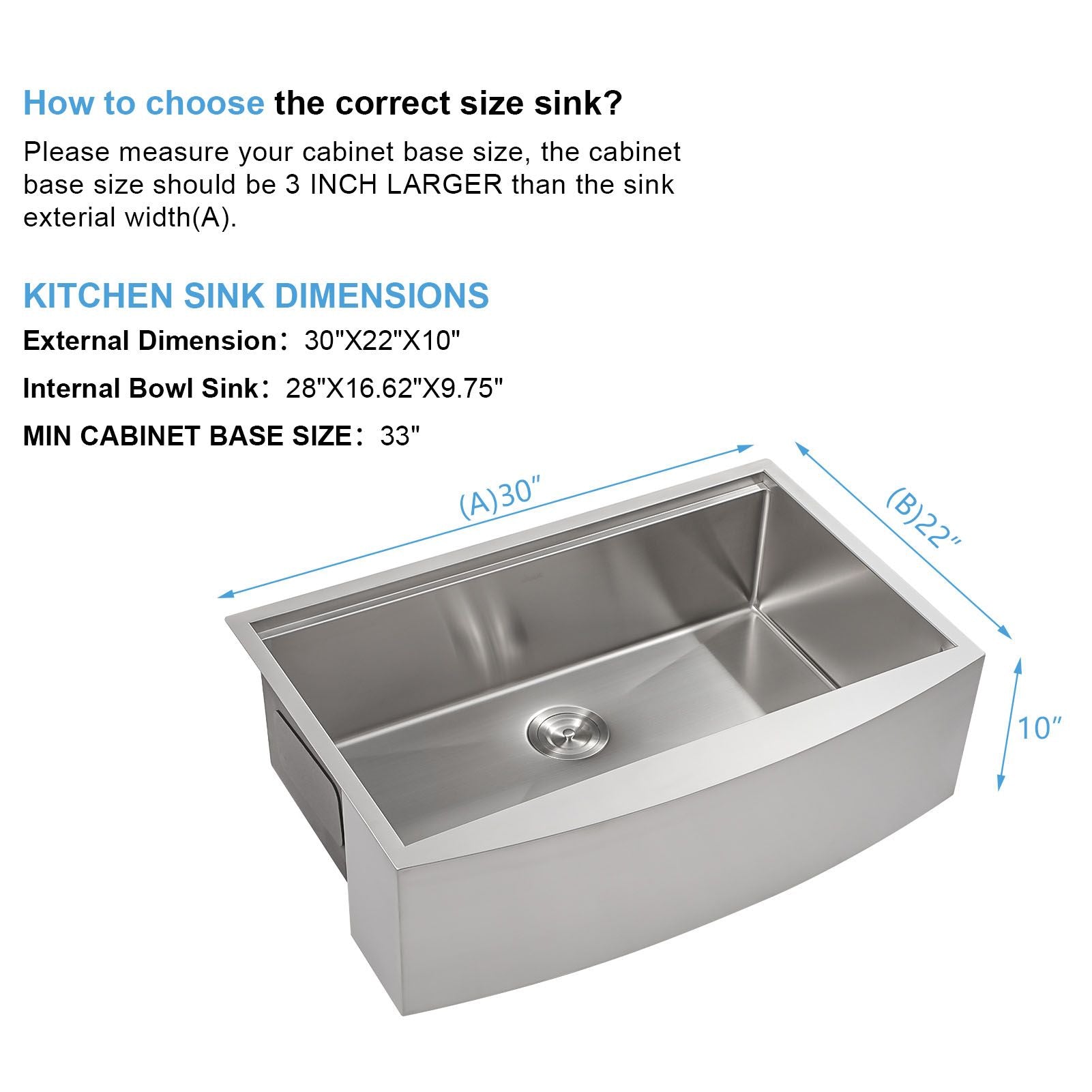 33-inch Stainless Steel Under-mount Single Bowl Apron Front Farmhouse Ledge Workstation kitchen Sink image 10