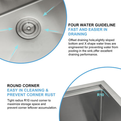 33-inch Stainless Steel Under-mount Single Bowl Apron Front Farmhouse Ledge Workstation kitchen Sink image 9