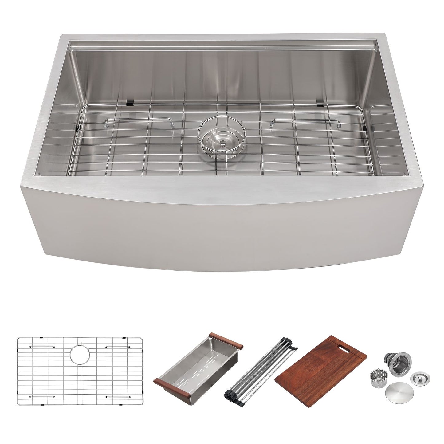 33-inch Stainless Steel Under-mount Single Bowl Apron Front Farmhouse Ledge Workstation kitchen Sink image 5