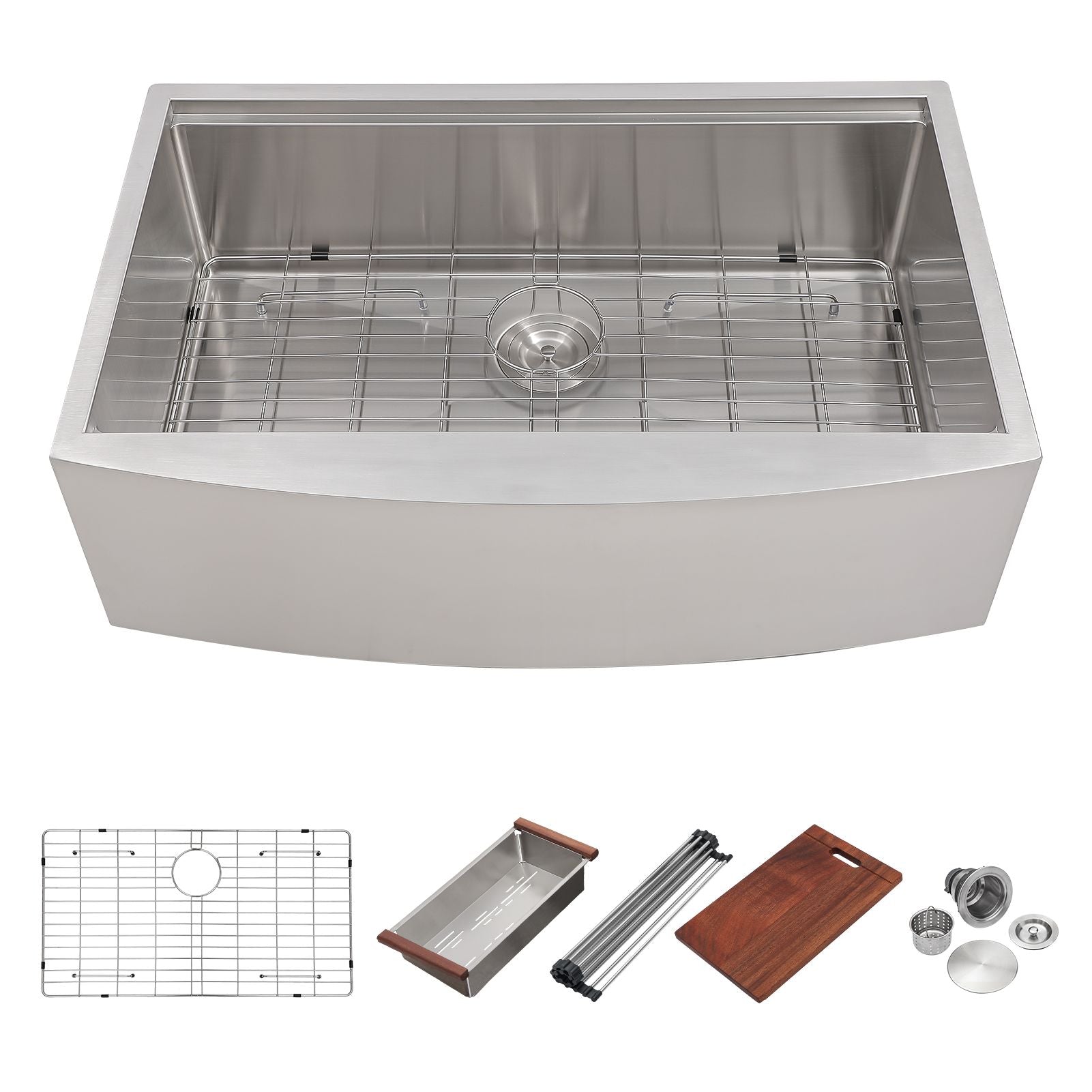 33-inch Stainless Steel Under-mount Single Bowl Apron Front Farmhouse Ledge Workstation kitchen Sink image 5