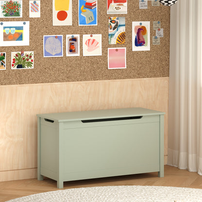 Kids Wooden Toy Box Storage with Safety Hinged Lid for Ages 2+ (Sage) image 12