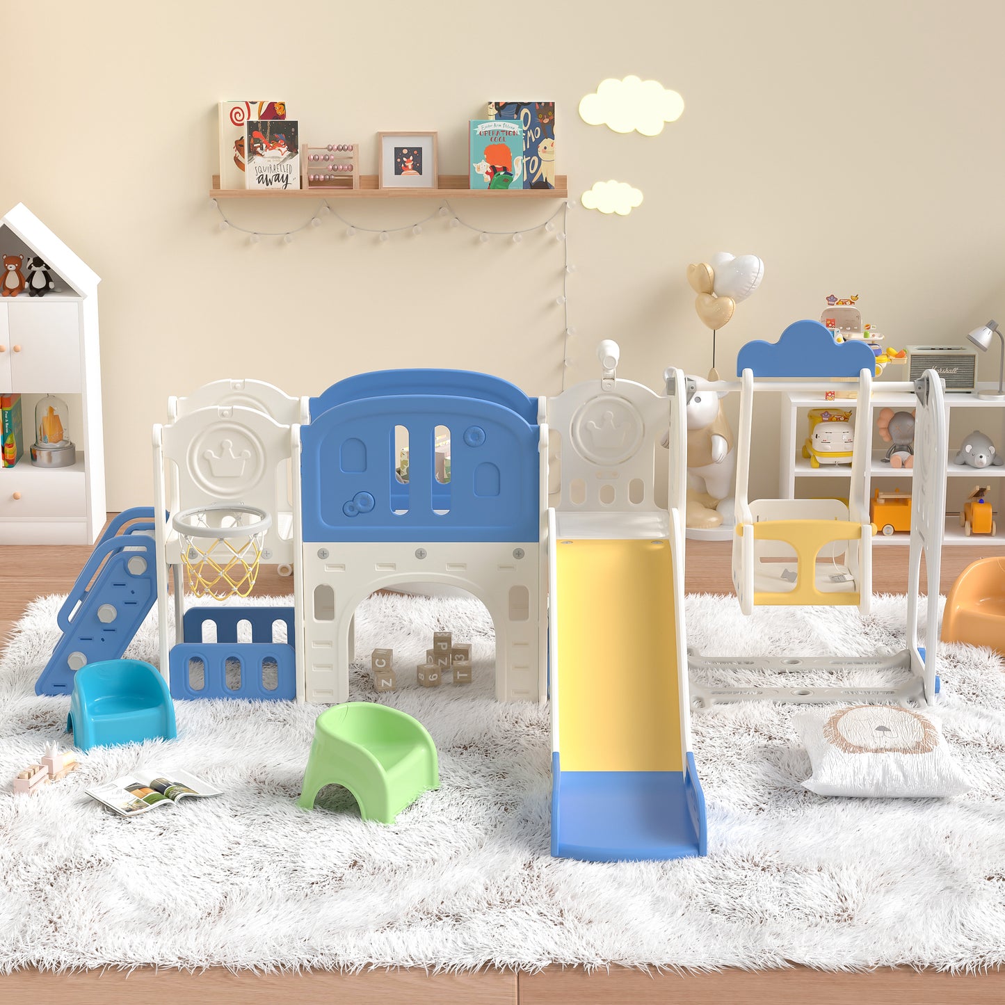 oddler Slide, Kids Slide for Toddlers Age 1-4, 11in 1 Baby Slide Outdoor Indoor Playground with Basketball Hoop and Extra long aisle, Strong swing,Sturdy and Easy Assembly Toddler Playset. image 2