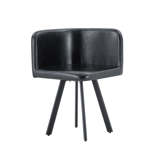 Dekuch retro oil wax leather armchair front view - SN-C-AGMD6IN1-BKLTH
