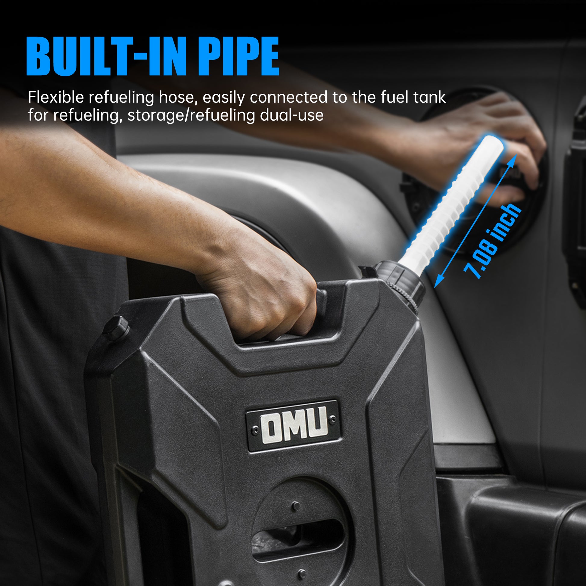 OMU 2.64 Gallon/10L Door Hinge Gasoline Container and Mount Set Compatible with 2007-2026 Jeep wrangler JK JL JT, Gasoline Pack Mount Backing Plate with Snapin Spout Backup Petrol Water Storage Can image 7