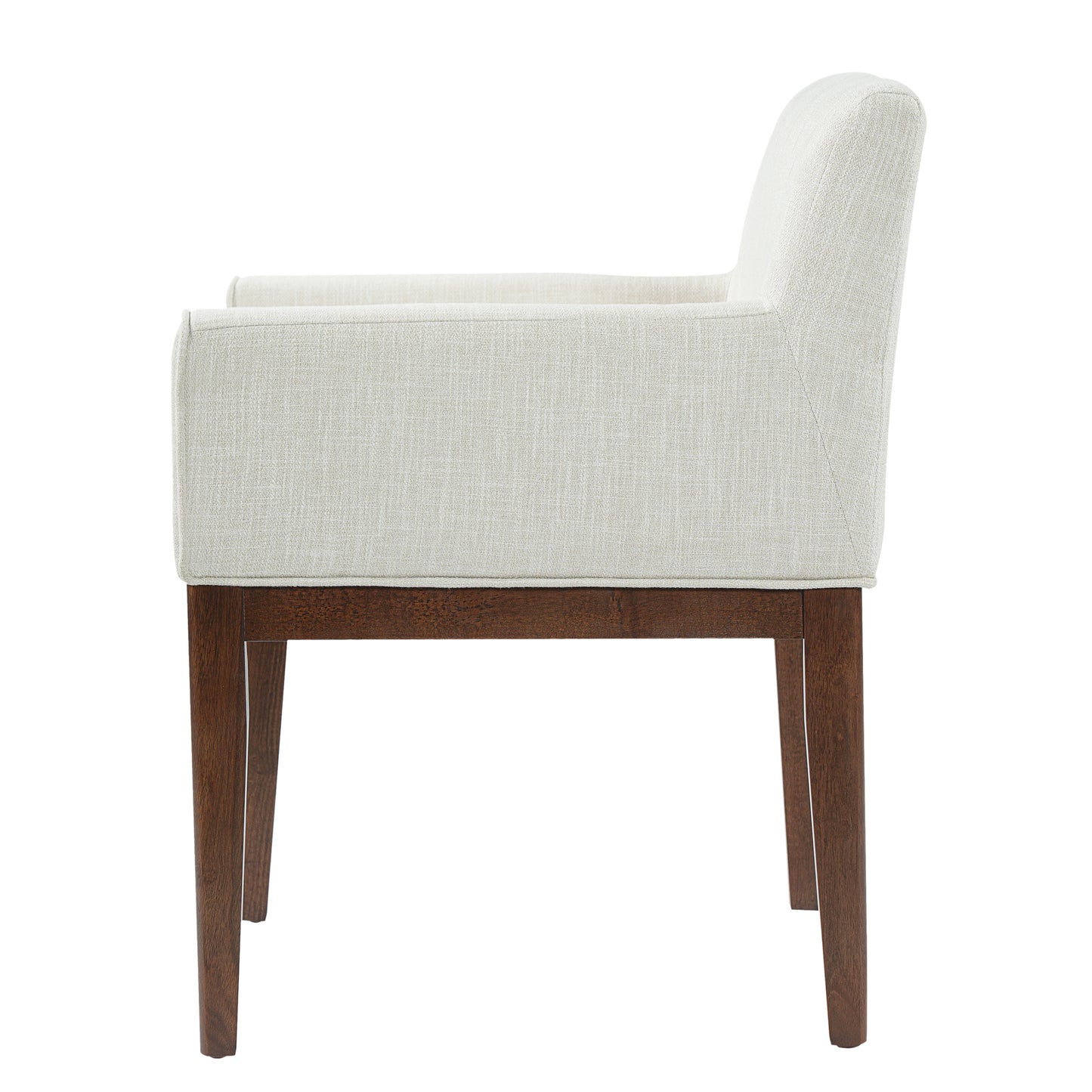 Modern Upholstered Dining Chair with Arms, Rubber Wood leg, Fabric & Foam Padded Seat for Kitchen, Dining Room, Living Room(Set of 2),Brown+Beige image 8