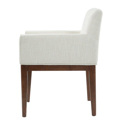 Modern Upholstered Dining Chair with Arms, Rubber Wood leg, Fabric & Foam Padded Seat for Kitchen, Dining Room, Living Room(Set of 2),Brown+Beige image 8