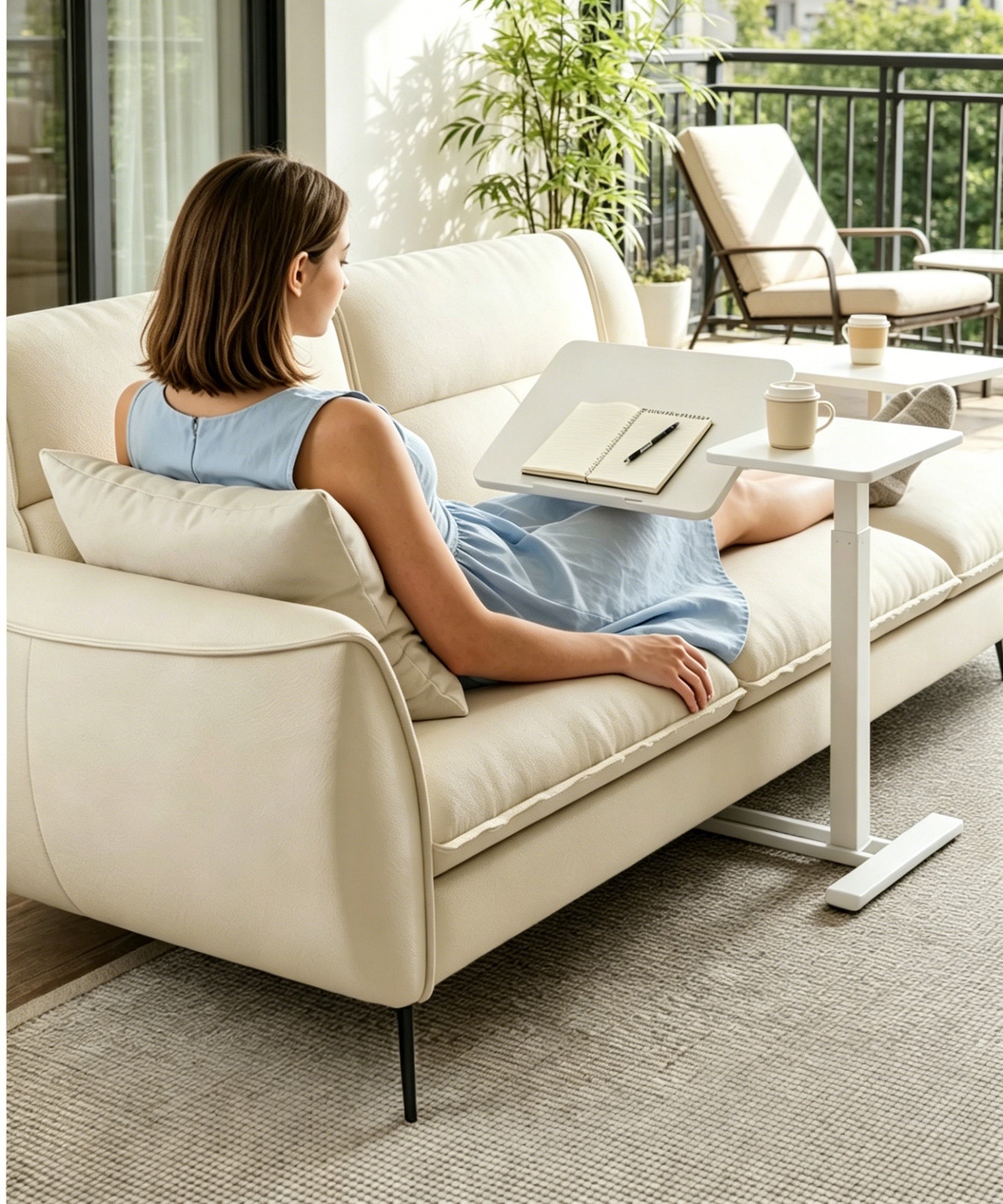 Mobile Adiustable Standing Desk, White image 6