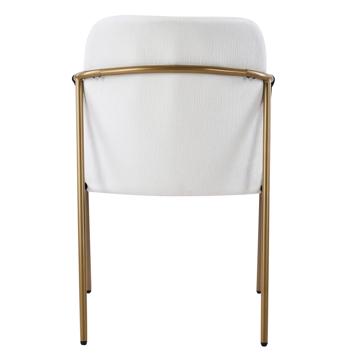 Modern Glam Upholstered Dining Chairs (Set of 2),Gold Metal Frame with Black Woven Armrests, Beige Fabric Seat image 7