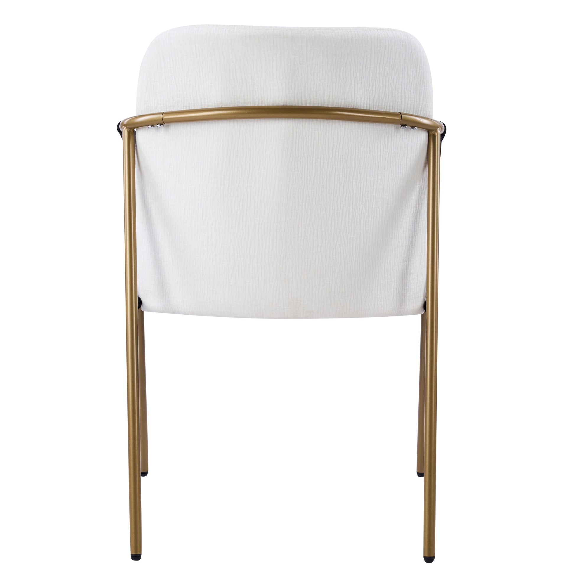 Modern Glam Upholstered Dining Chairs (Set of 2),Gold Metal Frame with Black Woven Armrests, Beige Fabric Seat image 7