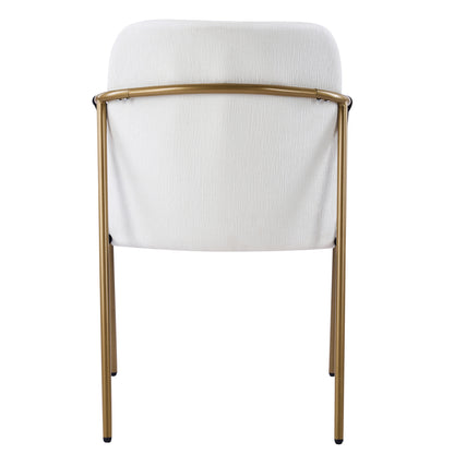 Modern Glam Upholstered Dining Chairs (Set of 2),Gold Metal Frame with Black Woven Armrests, Beige Fabric Seat image 7