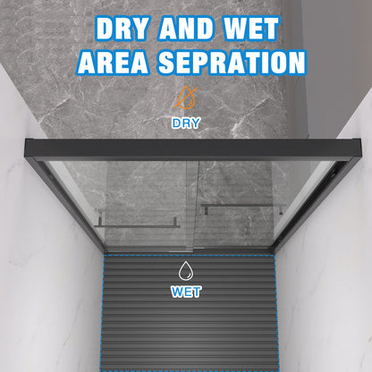 44-48"x72" Aluminum Frame Double Sliding Shower Door,Bypass Bathroom Sliding Door with Premium 5/16" (8mm) Clear Tempered Glass, Black Hardware Sliding Glass Shower Enclosure,Matte Black Finished image 8
