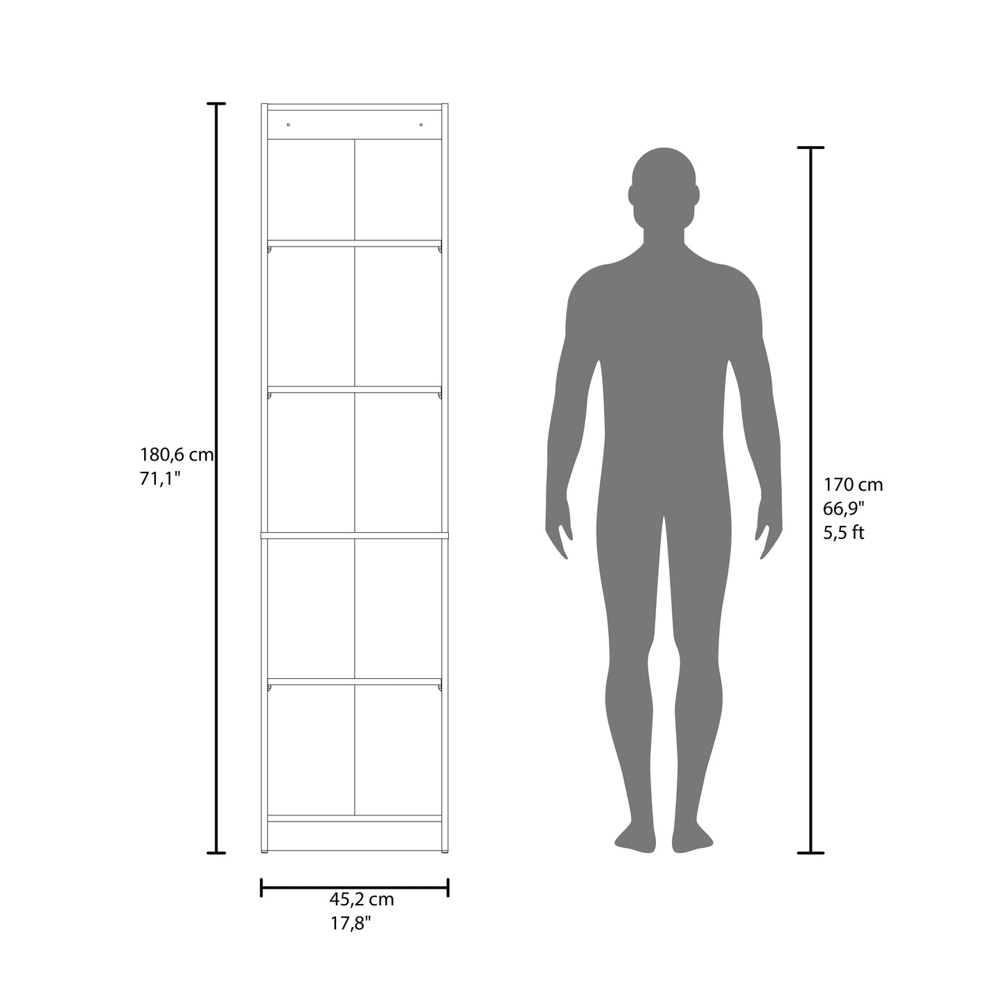 Surry Tall Bookcase 71" H with 2 Fluted Panel Doors and Five Interior Shelves, Black Wengue image 4